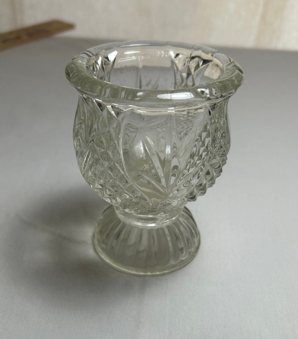 Vintage cut glass Avon taper votive candle holder